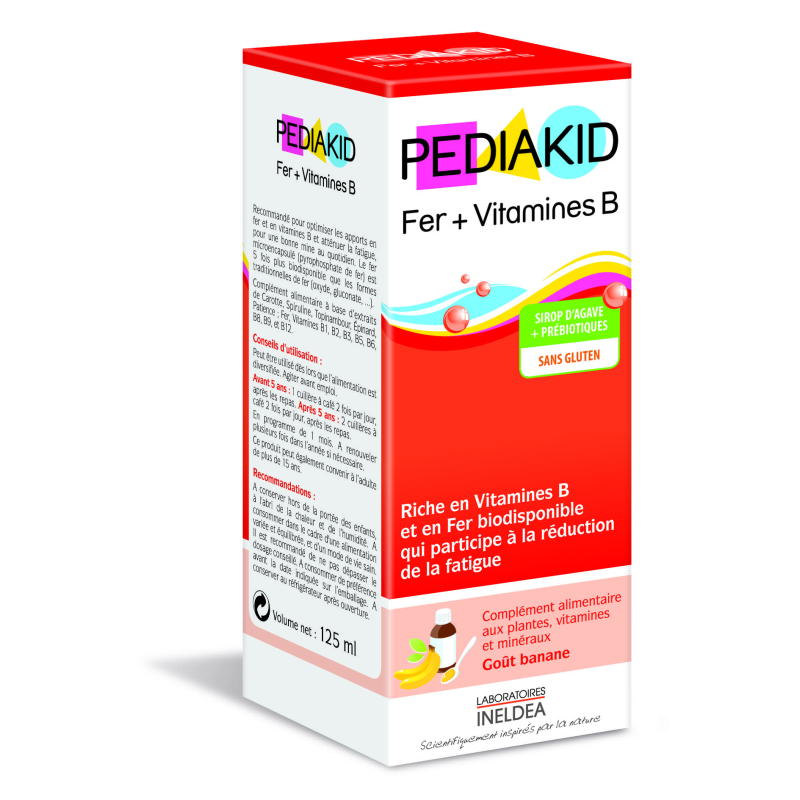 Pediakid Fer + Vitamines B - Réduit la fatigue - 125ml - Dès 4 mois Pediakid Fer + Vitamines B - Réduit la fatigue - 125ml - Dès 4 mois