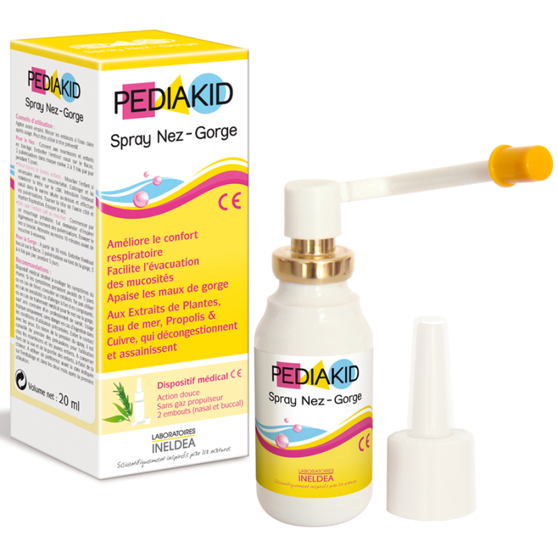 Spray Nez-Gorge Pediakid - Dégage le nez et apaise la gorge - 20 ml Spray Nez-Gorge Pediakid - Dégage le nez et apaise la gorge - 20 ml