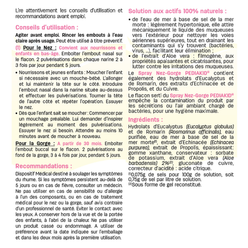 Pediakid - Spray Nez et gorge - confort respiratoire Pediakid - Spray Nez et gorge - confort respiratoire