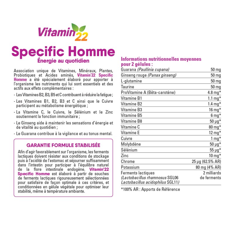 Pack VITAMIN'22 Spécifique Homme - Cure Vitamines double action Pack VITAMIN'22 Spécifique Homme - Cure Vitamines double action