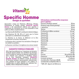 Pack VITAMIN'22 Spécifique Homme - Cure Vitamines double action Pack VITAMIN'22 Spécifique Homme - Cure Vitamines double action