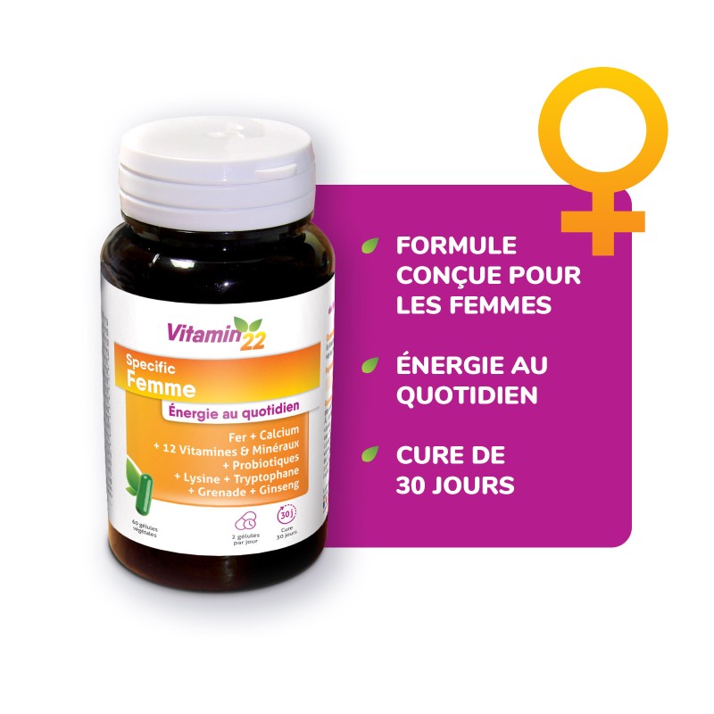 Pack VITAMIN'22 Spécifique Femme - Cure Vitamines double action Pack VITAMIN'22 Spécifique Femme - Cure Vitamines double action