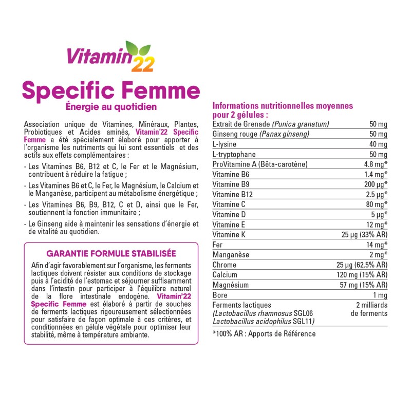 Pack VITAMIN'22 Spécifique Femme - Cure Vitamines double action Pack VITAMIN'22 Spécifique Femme - Cure Vitamines double action
