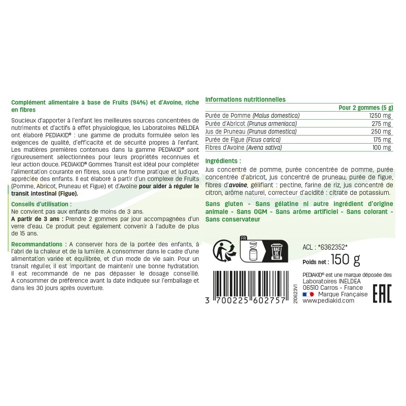 Gommes Transit - PEDIAKID® Gommes Transit - PEDIAKID®