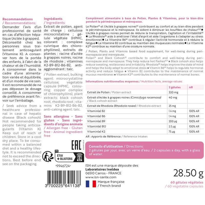 Menogyne Ineldea Santé Naturelle - Rééquilibre l'activité hormonale Menogyne Ineldea Santé Naturelle - Rééquilibre l'activité hormonale