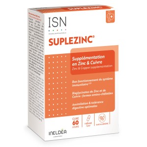 SUPLEZINC - Supplémentation en cuivre et en zinc - 60 gélules SUPLEZINC - Supplémentation en cuivre et en zinc - 60 gélules