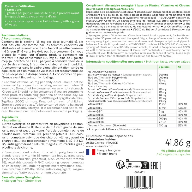 Metaboslim ISN : Garder la ligne et la santé après 50 ans ! Metaboslim ISN : Garder la ligne et la santé après 50 ans !