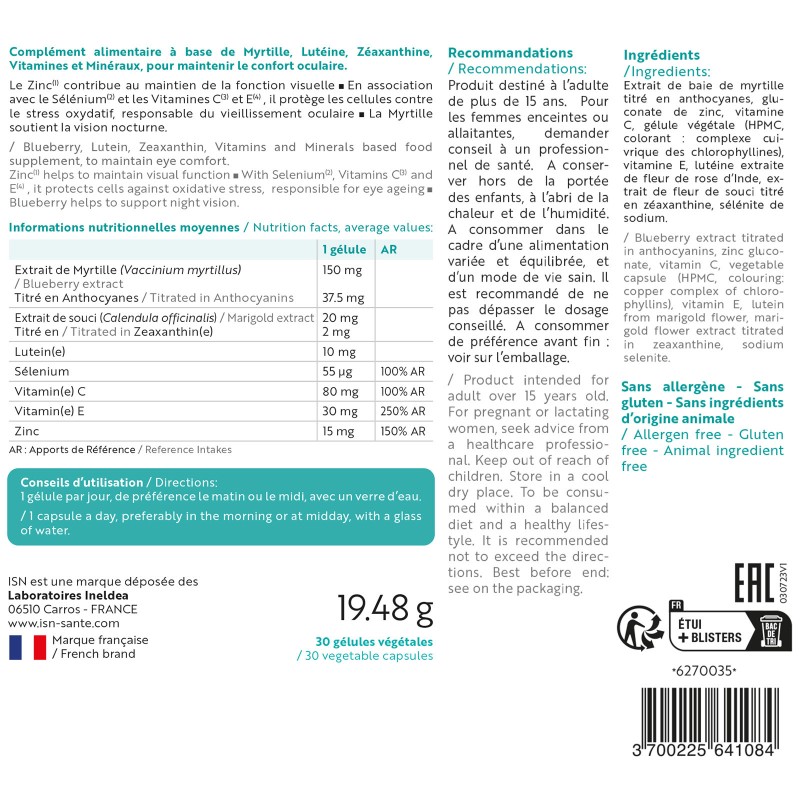 Visioteine ISN - Acuité et le confort visuels - Ineldea Santé Naturelle Visioteine ISN - Acuité et le confort visuels - Ineldea Santé Naturelle