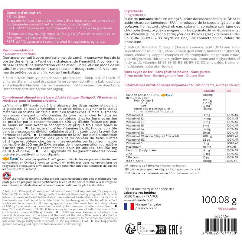 FERTILIA® GROSSESSE - Nutriments essentiels pour la femme enceinte FERTILIA® GROSSESSE - Nutriments essentiels pour la femme enceinte