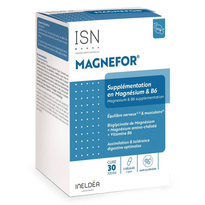 Magnefor - Bisglycinate Magnésium + Vitamine B6 - 90 gélules Magnefor - Bisglycinate Magnésium + Vitamine B6 - 90 gélules