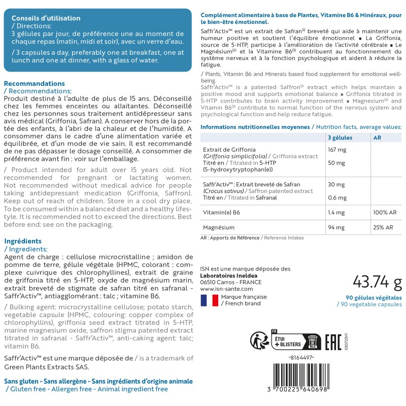 Euphoryl ISN - Troubles de l'Humeur - Ineldea Santé Naturelle Euphoryl ISN - Troubles de l'Humeur - Ineldea Santé Naturelle