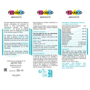Sirop Nervosité 125ml - Ingrédients Sirop Nervosité 125ml - Ingrédients