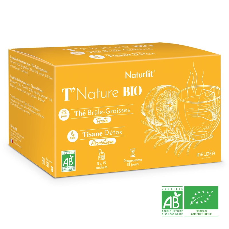Thé brûle-graisses le jour 100 % BIO et tisane détox le soir 100 % BIO Thé brûle-graisses le jour 100 % BIO et tisane détox le soir 100 % BIO
