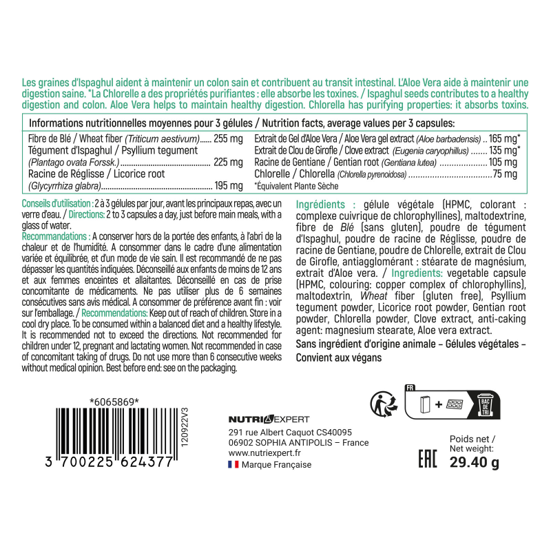 Colon Detox - Purifie et détoxifie le côlon - 60 gélules végétales Colon Detox - Purifie et détoxifie le côlon - 60 gélules végétales
