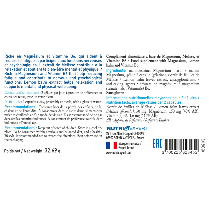Magnésium Marin B6+ Nutriexpert - Réduit le stress et la fatigue Magnésium Marin B6+ Nutriexpert - Réduit le stress et la fatigue