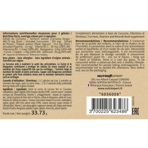 Curcuma - Puissantes propriétés antioxydantes - 90 gélules végétales Curcuma - Puissantes propriétés antioxydantes - 90 gélules végétales