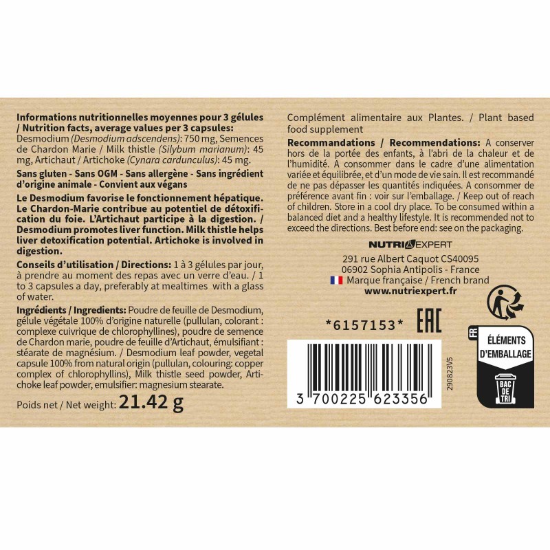 Desmodium Synergisé Nutriexpert - Favorise bien-être digestif - 30j Desmodium Synergisé Nutriexpert - Favorise bien-être digestif - 30j
