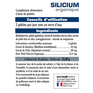 Silicium Organique - Maintient les articulations souples - 60 gélules Silicium Organique - Maintient les articulations souples - 60 gélules