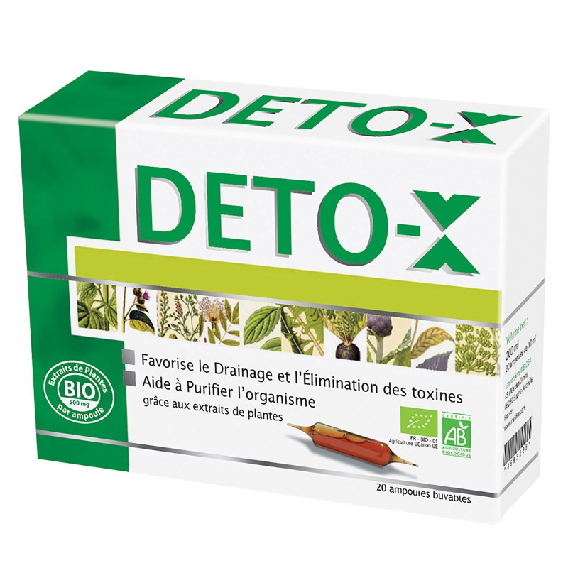 Deto-X Bio - Drainage et élimination des toxines - 20 ampoules 10 ml Deto-X Bio - Drainage et élimination des toxines - 20 ampoules 10 ml