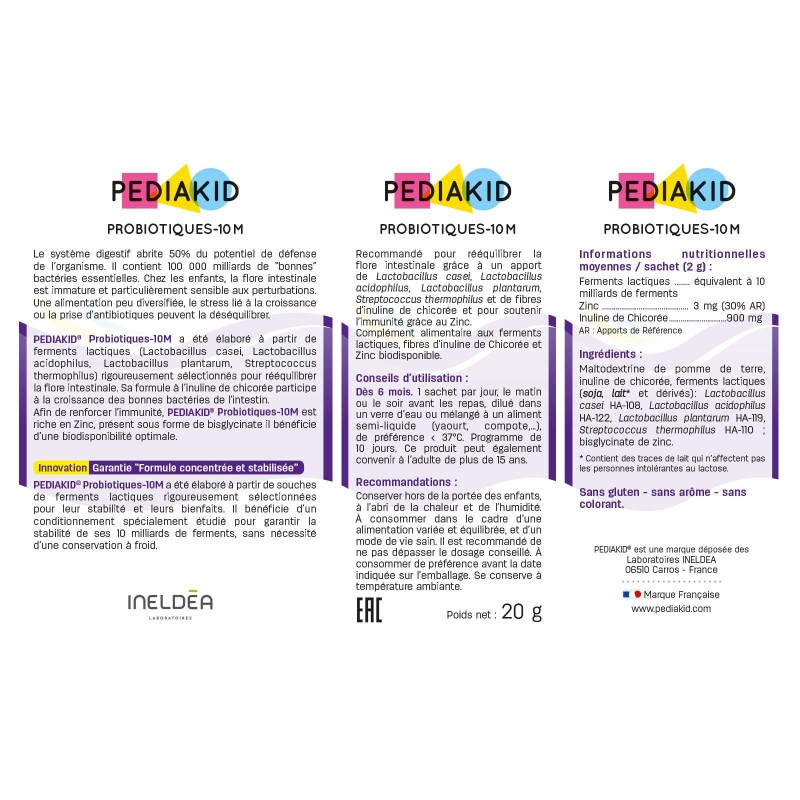 PEDIAKID - Probiotique enfants- Ingrédients PEDIAKID - Probiotique enfants- Ingrédients