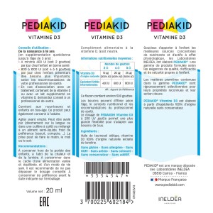 Pediakid Vitamine D3 - Complément enfant - ingrédients Pediakid Vitamine D3 - Complément enfant - ingrédients