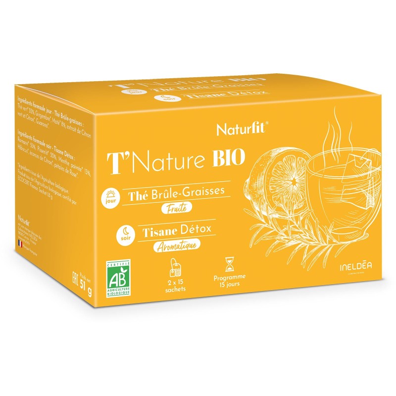 Thé brûle-graisses le jour 100 % BIO et tisane détox le soir 100 % BIO Thé brûle-graisses le jour 100 % BIO et tisane détox le soir 100 % BIO