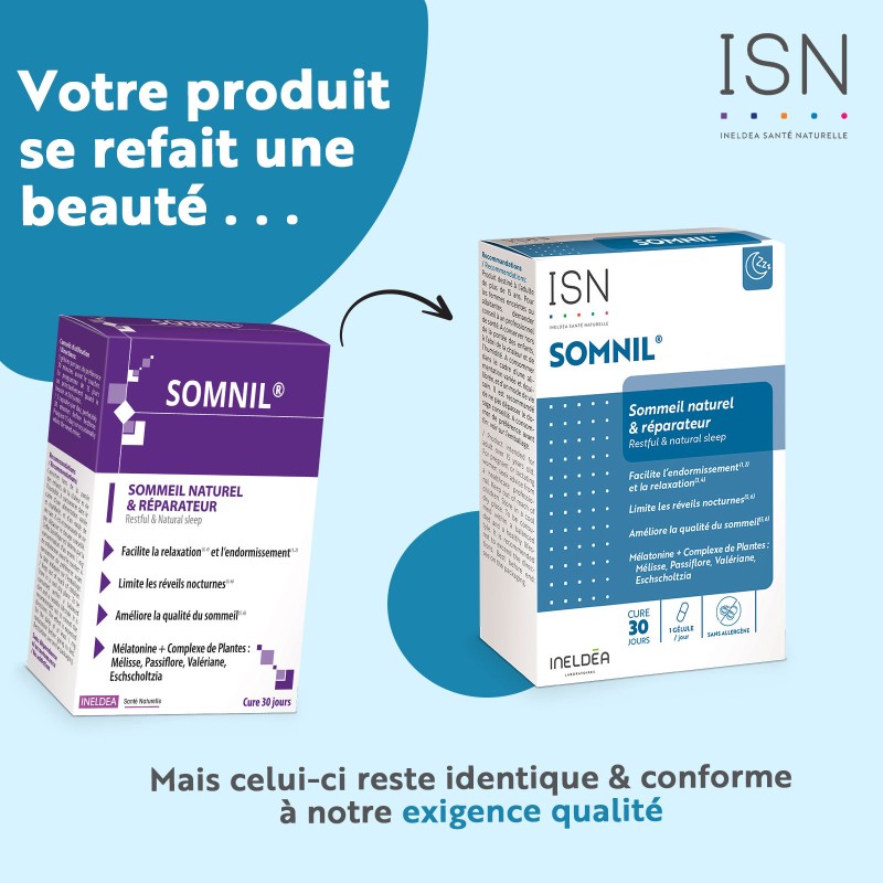 Somnil Ineldea Santé Naturelle - Améliore le sommeil - Etui 45 gélules