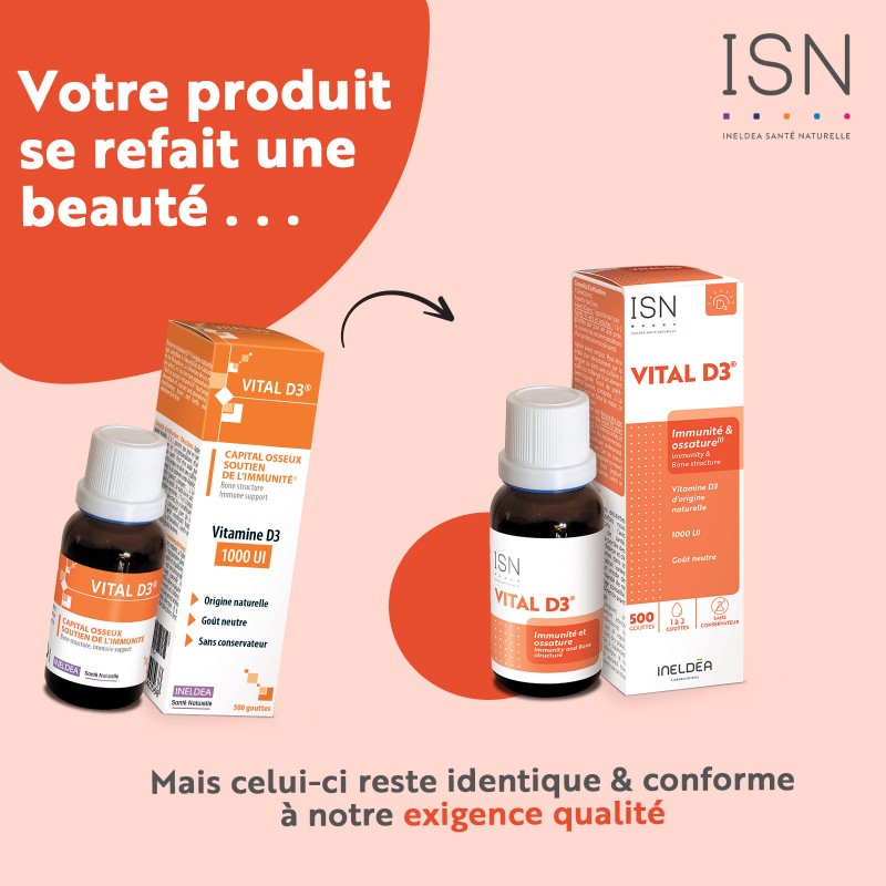 Vital-D3 ISN- Maintient le capital osseux - 20ml - Ineldea Santé Naturelle Vital-D3 ISN- Maintient le capital osseux - 20ml - Ineldea Santé Naturelle