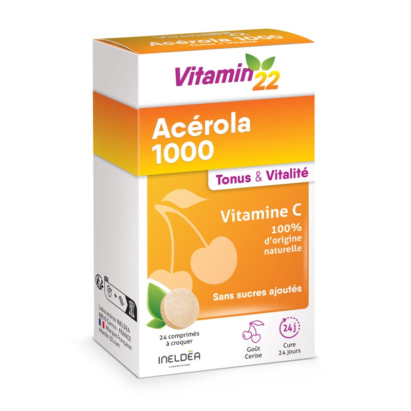 Acerola 1000 Ineldea - Vitamine C naturelle - Réduit la fatigue