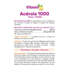 Acerola 1000 Ineldea - Vitamine C naturelle - Réduit la fatigue