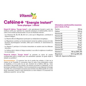 Vitamin'22 Caféine+ - Énergie & Vitalité quotidienne - 14 sticks