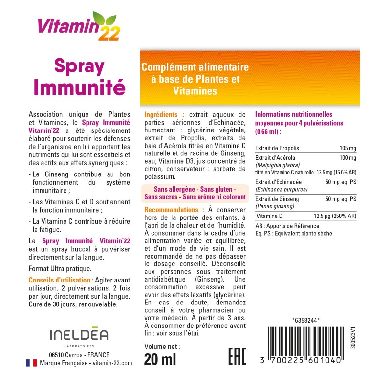 Spray Immunité - Vitamin22 Spray Immunité - Vitamin22