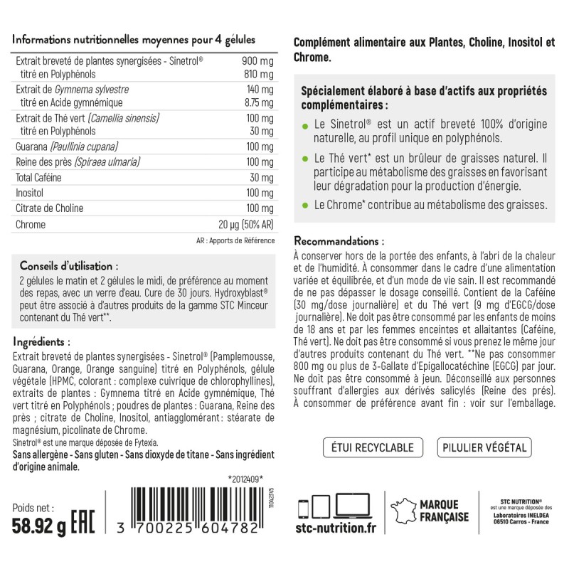Hydroxyblast STC Nutrition - Brûle-graisses - Vegan - 120 gélules Hydroxyblast STC Nutrition - Brûle-graisses - Vegan - 120 gélules