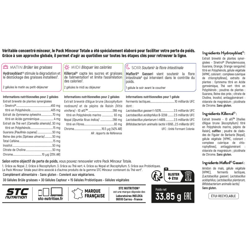 Pack minceur totale STC Nutrition: favorise la perte de poids Pack minceur totale STC Nutrition: favorise la perte de poids
